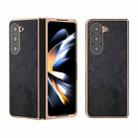For Samsung Galaxy Z Fold5 Nano Electroplating Dual Color Lichi Texture PU Phone Case(Black) - 1