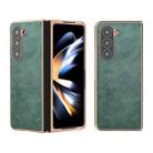 For Samsung Galaxy Z Fold5 Nano Electroplating Dual Color Lichi Texture PU Phone Case(Green) - 1