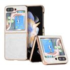 For Samsung Galaxy Z Flip5 Nano Electroplating Dual Color Lichi Texture PU Phone Case(White) - 1