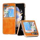 For Samsung Galaxy Z Flip5 Nano Electroplating Dual Color Lichi Texture PU Phone Case(Orange) - 1