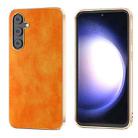 For Samsung Galaxy S23 FE 5G Nano Electroplating Dual Color Lichi Texture PU Phone Case(Orange) - 1