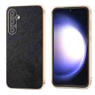 For Samsung Galaxy S23 FE 5G Nano Electroplating Dual Color Lichi Texture PU Phone Case(Black) - 1
