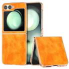 For Samsung Galaxy Z Flip6 Nano Electroplating Dual Color Lichi Texture PU Phone Case(Orange) - 1