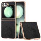 For Samsung Galaxy Z Flip6 Nano Electroplating Dual Color Lichi Texture PU Phone Case(Black) - 1