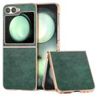 For Samsung Galaxy Z Flip6 Nano Electroplating Dual Color Lichi Texture PU Phone Case(Green) - 1