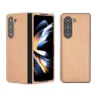 For Samsung Galaxy Z Fold5 Nano Electroplating Carbon Fiber Texture Phone Case(Gold) - 1