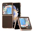 For Samsung Galaxy Z Flip5 Nano Electroplating Carbon Fiber Texture Phone Case(Dark Brown) - 1