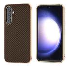 For Samsung Galaxy S23 FE 5G Nano Electroplating Carbon Fiber Texture Phone Case(Dark Brown) - 1