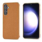 For Samsung Galaxy S23 FE 5G Nano Electroplating Carbon Fiber Texture Phone Case(Brown) - 1