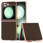 For Samsung Galaxy Z Flip6 Nano Electroplating Carbon Fiber Texture Phone Case(Dark Brown) - 1