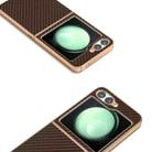 For Samsung Galaxy Z Flip6 Nano Electroplating Carbon Fiber Texture Phone Case(Dark Brown) - 3