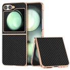 For Samsung Galaxy Z Flip6 Nano Electroplating Carbon Fiber Texture Phone Case(Black) - 1