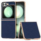 For Samsung Galaxy Z Flip6 Nano Electroplating Carbon Fiber Texture Phone Case(Navy Blue) - 1