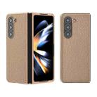 For Samsung Galaxy Z Fold5 Nano Electroplating Genuine Leather Litchi Texture Phone Case(Grey) - 1