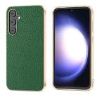 For Samsung Galaxy S23 FE 5G Nano Electroplating Genuine Leather Litchi Texture Phone Case(Green) - 1