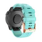 For Garmin Fenix 7S / 6S Pro / 5S Plus 20mm Rose Gold Buckle Quick Release Silicone Watch Band(Mint Green) - 1