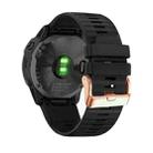 For Garmin Fenix 7S / 6S Pro / 5S Plus 20mm Rose Gold Buckle Quick Release Silicone Watch Band(Black) - 1