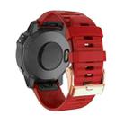 For Garmin Fenix 7S / 6S Pro / 5S Plus 20mm Rose Gold Buckle Quick Release Silicone Watch Band(Red) - 1