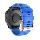 For Garmin Fenix 7S / 6S Pro / 5S Plus 20mm Rose Gold Buckle Quick Release Silicone Watch Band(Dark Blue) - 1