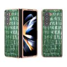 For Samsung Galaxy Z Fold5 Crocodile Texture Genuine Leather Electroplating Phone Case(Dark Green) - 1