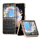 For Samsung Galaxy Z Flip5 Crocodile Texture Genuine Leather Electroplating Phone Case(Black) - 1