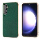 For Samsung Galaxy S23 FE 5G Nano Electroplating Cross Texture Genuine Leather Phone Case(Green) - 1
