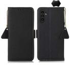 For Samsung Galaxy M34 5G Side-Magnetic TJ Genuine Leather RFID Phone Case(Black) - 1