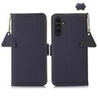 For Samsung Galaxy A15 Side-Magnetic TJ Genuine Leather RFID Phone Case(Blue) - 1