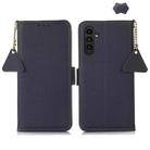 For Samsung Galaxy S24+ Side-Magnetic TJ Genuine Leather RFID Phone Case(Blue) - 1