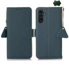 For Samsung Galaxy S24+ Side-Magnetic TJ Genuine Leather RFID Phone Case(Green) - 1