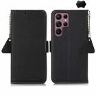 For Samsung Galaxy S24 Ultra Side-Magnetic TJ Genuine Leather RFID Phone Case(Black) - 1