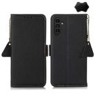 For Samsung Galaxy A05s Side-Magnetic TJ Genuine Leather RFID Phone Case(Black) - 1