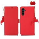 For Samsung Galaxy A05s Side-Magnetic TJ Genuine Leather RFID Phone Case(Red) - 1