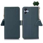 For Samsung Galaxy A05 Side-Magnetic TJ Genuine Leather RFID Phone Case(Green) - 1