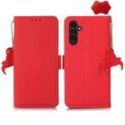 For Samsung Galaxy A25 5G Global Side-Magnetic TJ Genuine Leather RFID Phone Case(Red) - 1