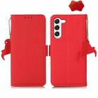 For Samsung Galaxy A35 5G Side-Magnetic TJ Genuine Leather RFID Phone Case(Red) - 1