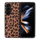 For Samsung Galaxy Z Fold5 Integrated Glass Film + Leather Flip Phone Case(Leopard Print) - 1