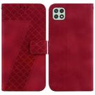 For Samsung Galaxy A22 5G 7-shaped Embossed Leather Phone Case(Red) - 1