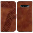 For Samsung Galaxy S10+ Seven-shaped Embossed Leather Phone Case(Brown) - 1
