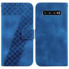 For Samsung Galaxy S10+ Seven-shaped Embossed Leather Phone Case(Blue) - 1