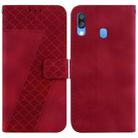 For Samsung Galaxy A40 Seven-shaped Embossed Leather Phone Case(Red) - 1