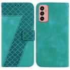 For Samsung Galaxy M13 4G 7-shaped Embossed Leather Phone Case(Green) - 1