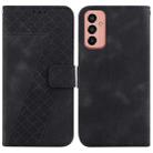 For Samsung Galaxy M13 4G Seven-shaped Embossed Leather Phone Case(Black) - 1
