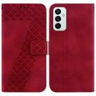 For Samsung Galaxy M23/F23 Seven-shaped Embossed Leather Phone Case(Red) - 1