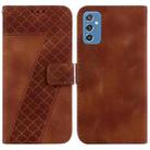 For Samsung Galaxy M52 5G Seven-shaped Embossed Leather Phone Case(Brown) - 1