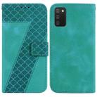 For Samsung Galaxy A02s EU Edition 166.5mm Seven-shaped Embossed Leather Phone Case(Green) - 1