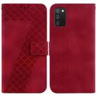 For Samsung Galaxy A02s EU Edition 166.5mm Seven-shaped Embossed Leather Phone Case(Red) - 1