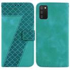 For Samsung Galaxy A03s EU Edition 166.5mm Seven-shaped Embossed Leather Phone Case(Green) - 1