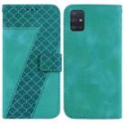 For Samsung Galaxy A51 7-shaped Embossed Leather Phone Case(Green) - 1