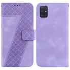 For Samsung Galaxy A51 5G Seven-shaped Embossed Leather Phone Case(Purple) - 1